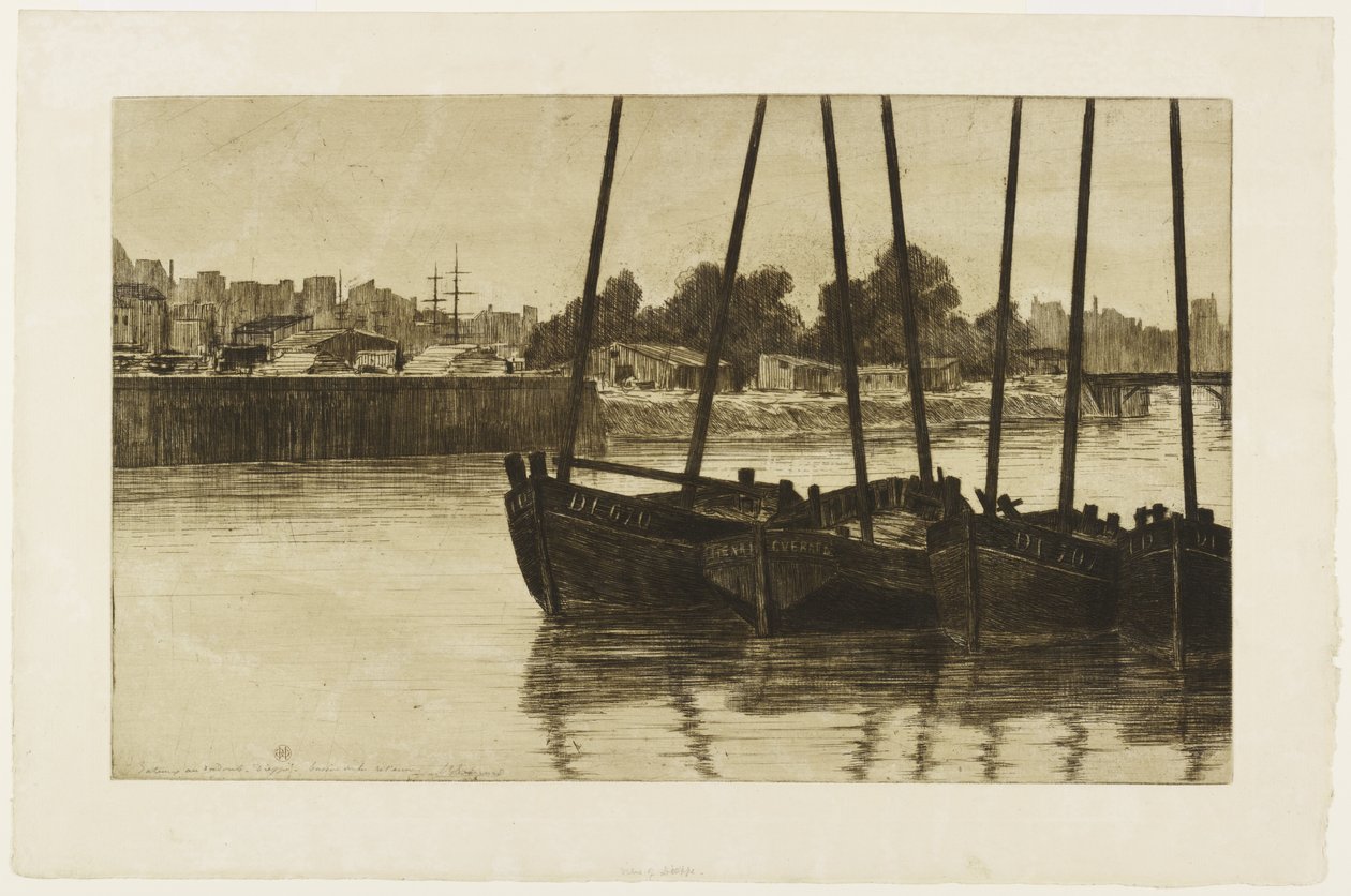 Łodzie w Radoub, Dieppe autorstwa Henri Charles Guérard
