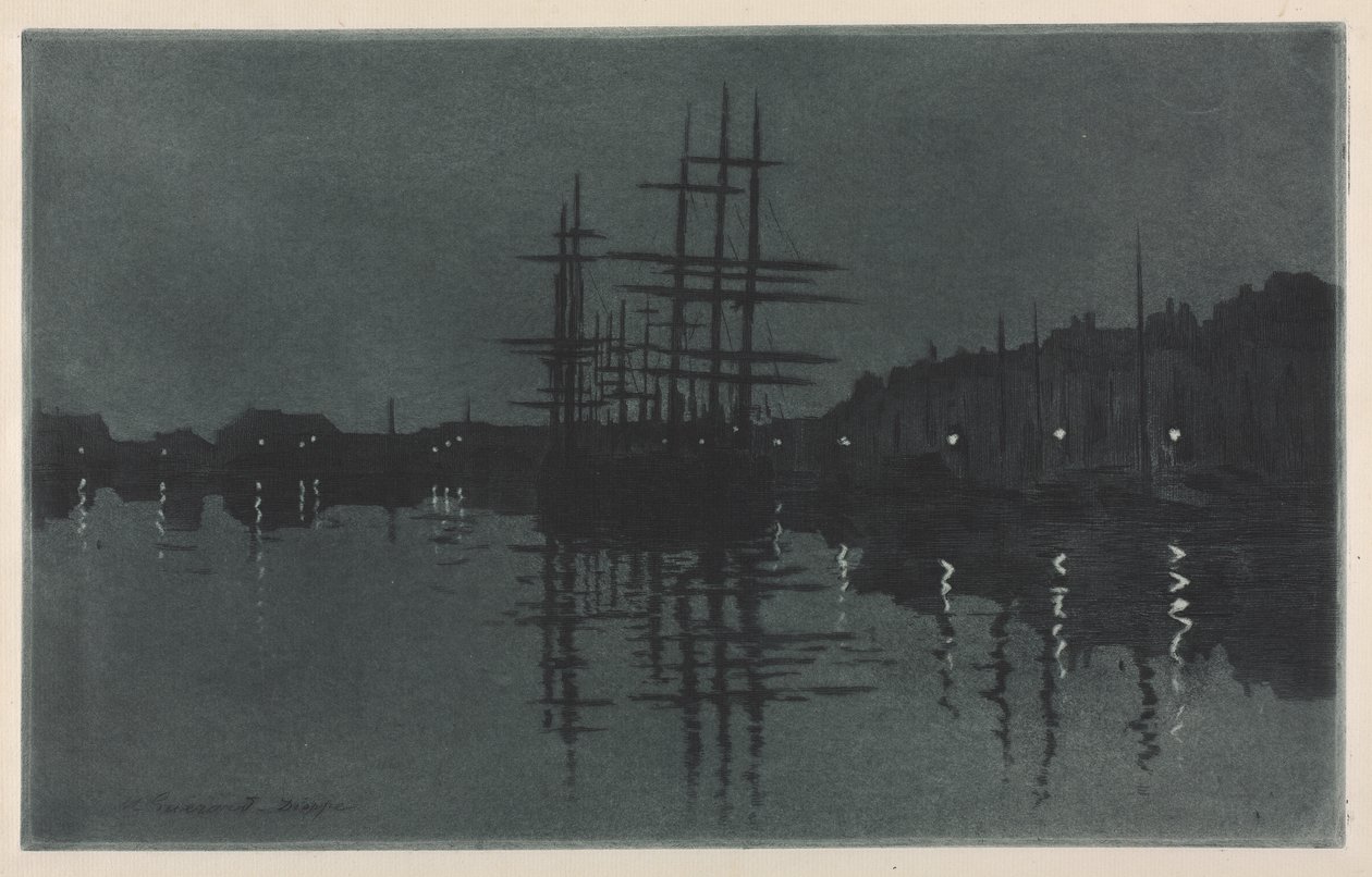 Wpływ Księżyca w Dieppe autorstwa Henri Charles Guérard