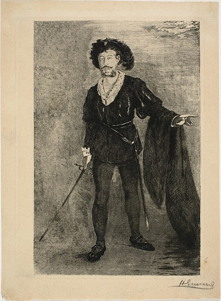 Faure w roli Hamleta autorstwa Henri Charles Guérard