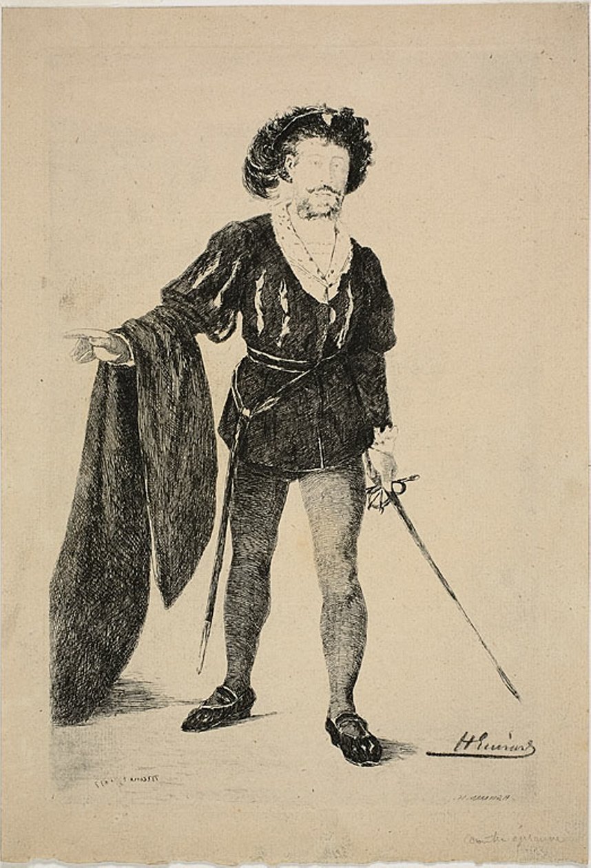 Faure w roli Hamleta autorstwa Henri Charles Guérard