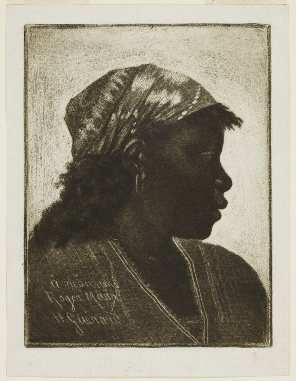Głowa Murzynki, c.1888 (mezzotinta) autorstwa Henri Charles Guérard