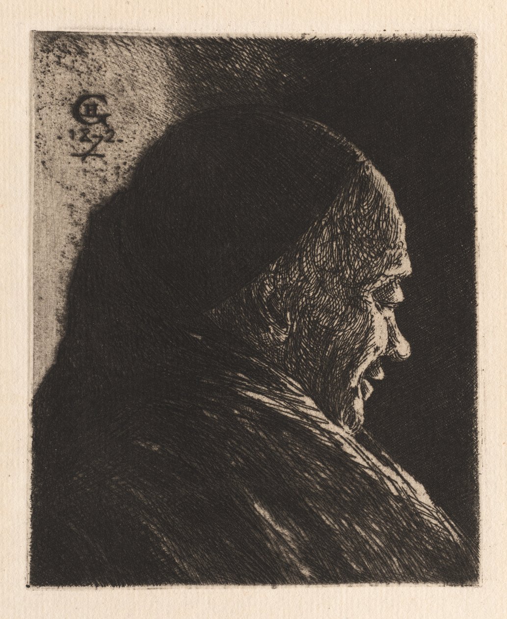 Głowa starego człowieka autorstwa Henri Charles Guérard