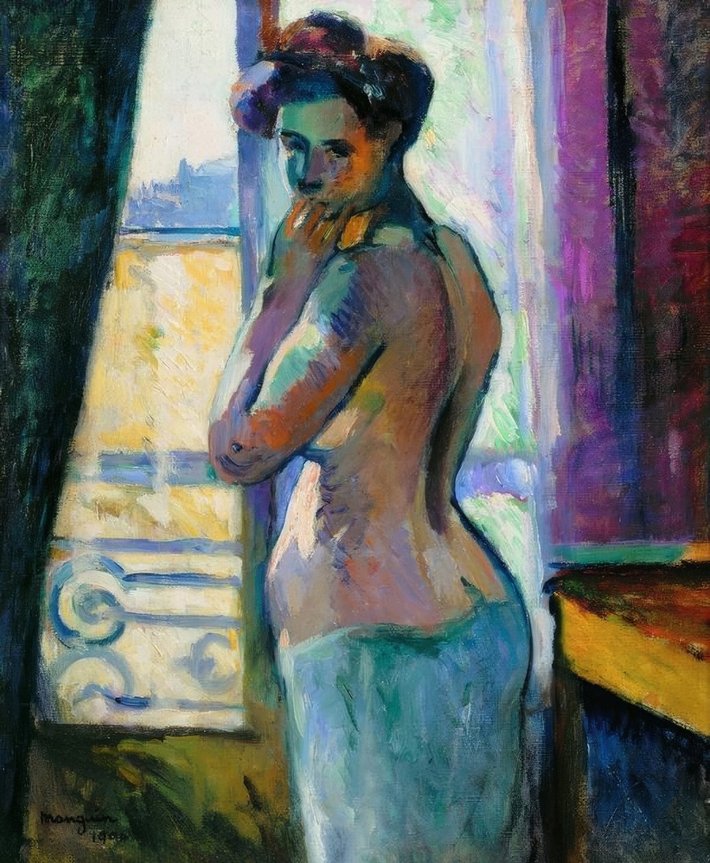 Przed oknem, rue Boursault autorstwa Henri Charles Manguin