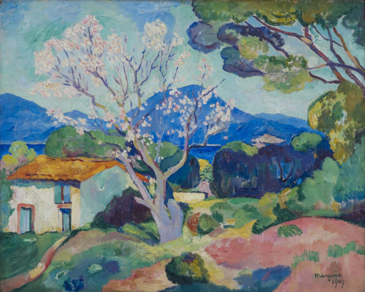 Kwitnące drzewo migdałowe, 1907. autorstwa Henri Charles Manguin
