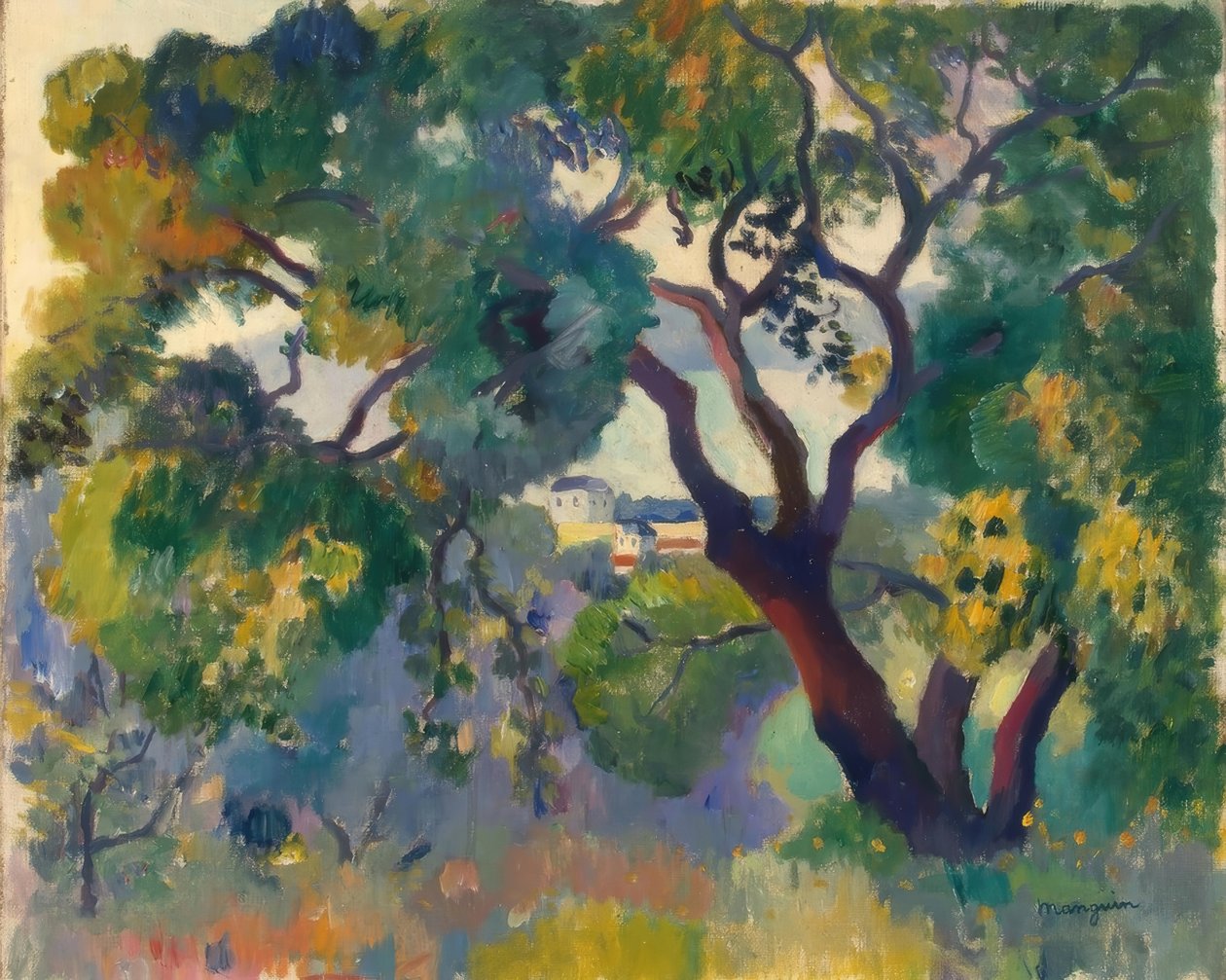 Krajobraz w pobliżu St. Tropez autorstwa Henri Charles Manguin