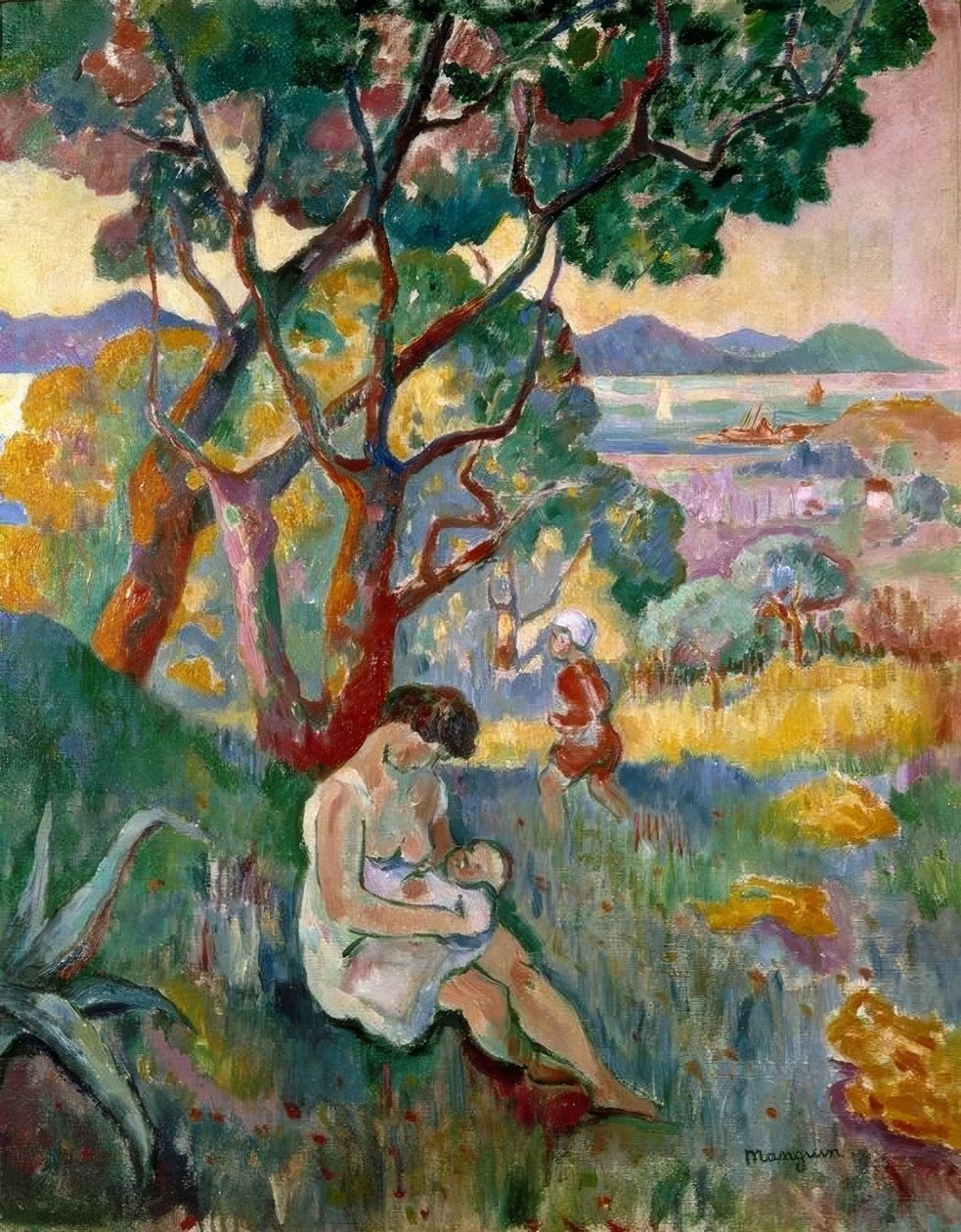 Saint-Tropez, widok z willi Demière autorstwa Henri Charles Manguin