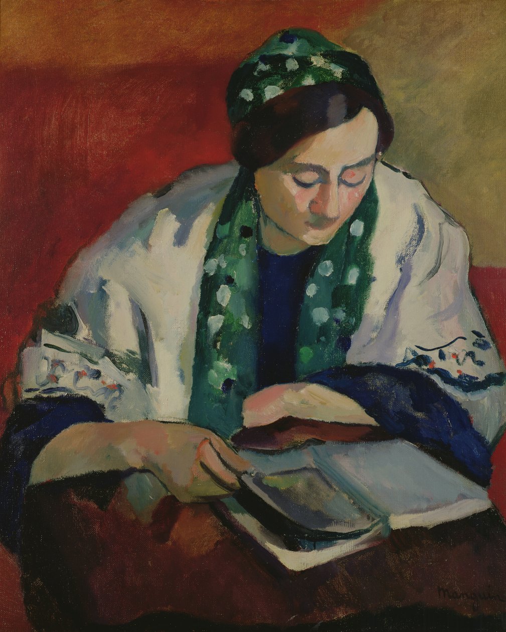 Czytelnik w zielonym czepku autorstwa Henri Charles Manguin