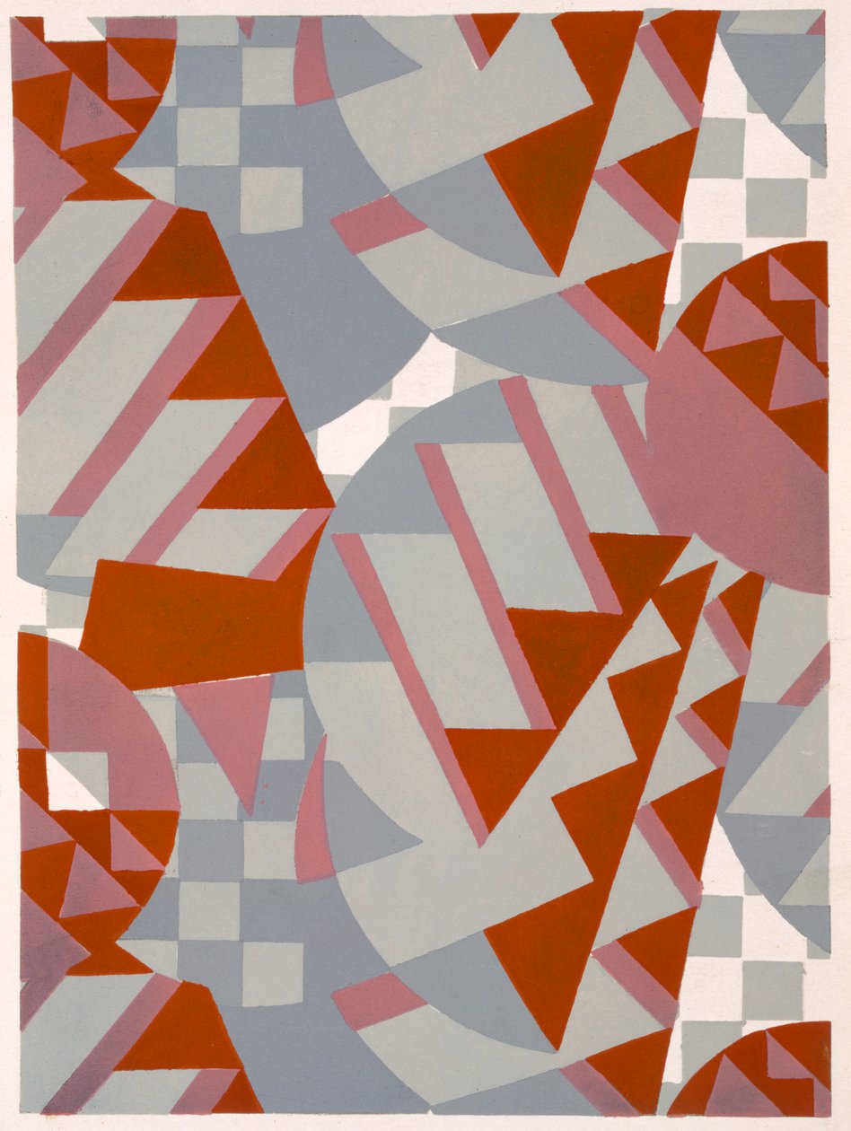 Kompozycja Stephany, projekt tapety z „Le decor moderne dans la tenture et le tissue”, wyd. 1930 (odbitka szablonowa) autorstwa Henri Clouzot