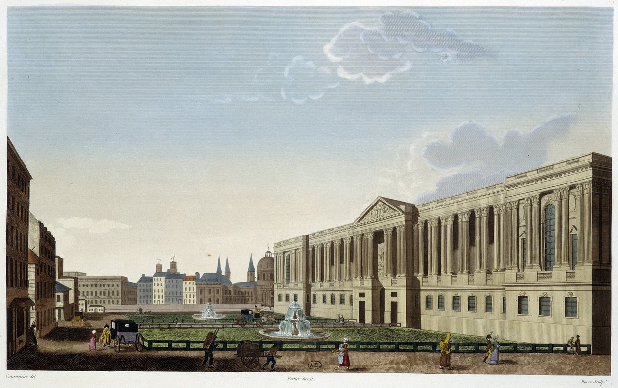 Kolumnada Luwru, ok. 1820 r. - w „Widokach Paryża” Courvoisiera autorstwa Henri Courvoisier Voisin