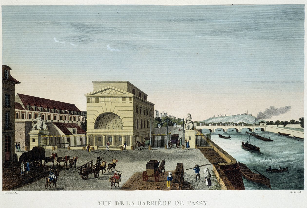 Barrière de Passy - w „Widoku Paryża w 1810 r.: Bariery Paryża” Courvoisiera, autorstwa Henri Courvoisier Voisin