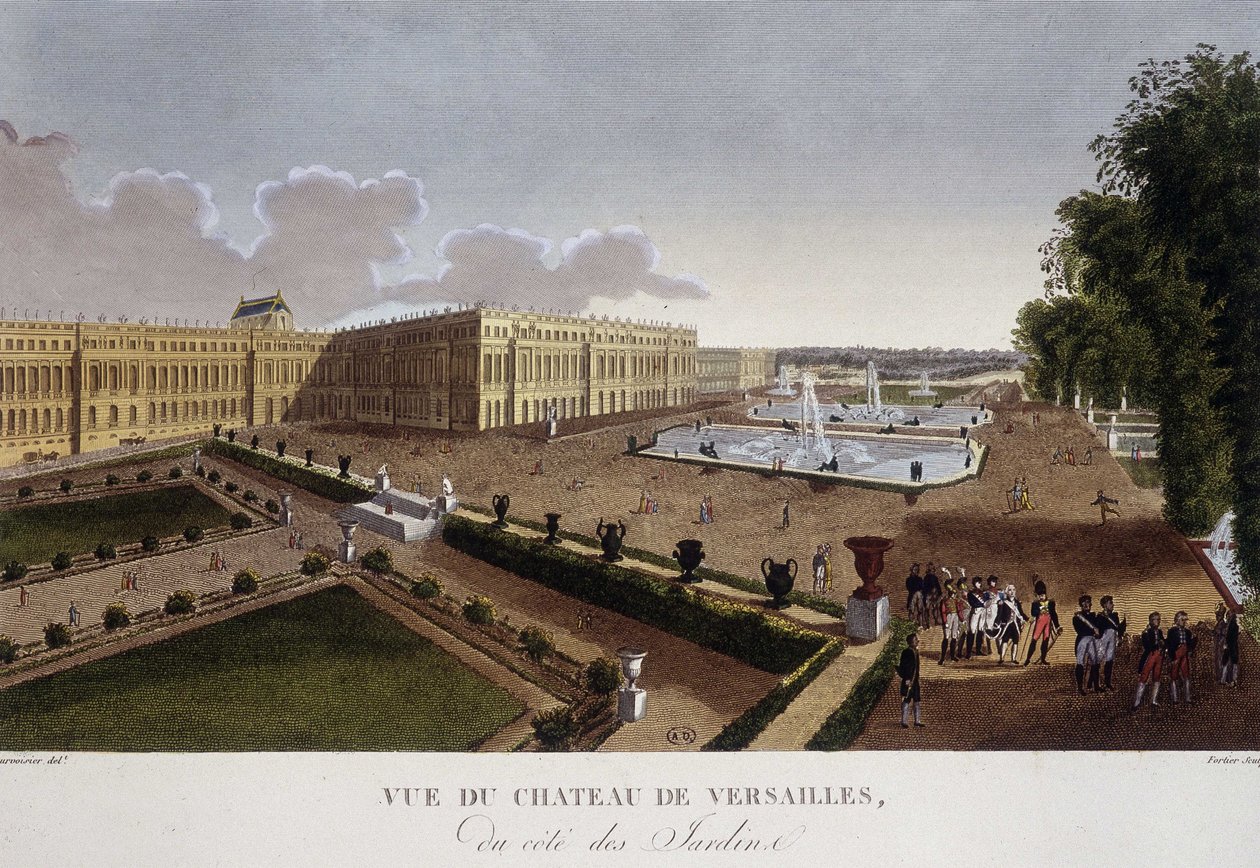 Chateau de Versailles od strony ogrodów - w „Widokach Paryża” Courvoisiera autorstwa Henri Courvoisier Voisin