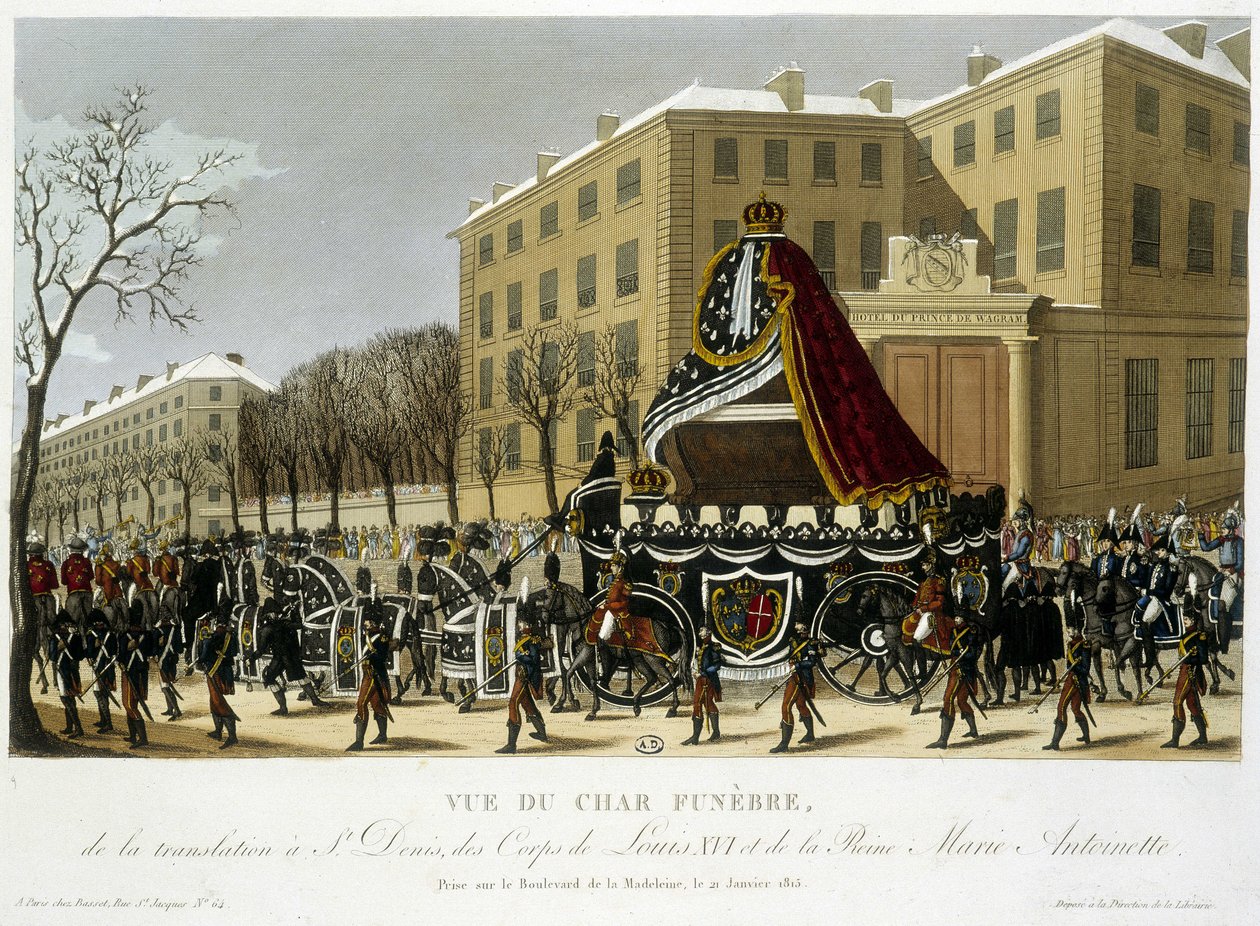 Rydwan pogrzebowy tłumaczenia Ludwika XVI i Marii Antoniny na Saint Denis 21 stycznia autorstwa Henri Courvoisier Voisin