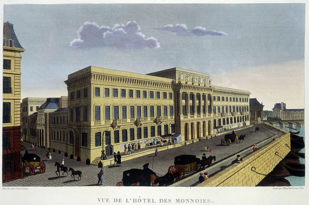 Hôtel des Monnins, około 1820 w „Widokach Paryża” Courvoisiera 1827 autorstwa Henri Courvoisier Voisin