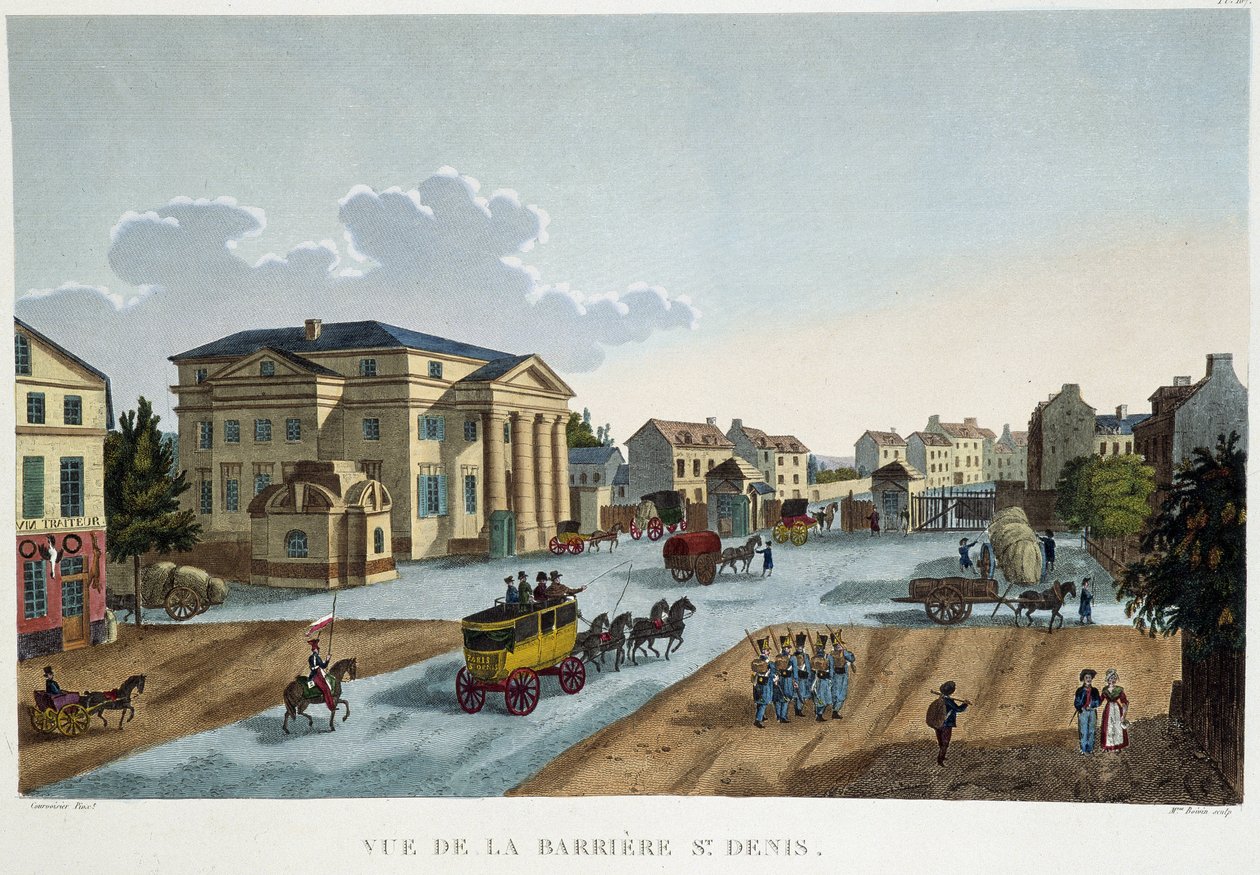 La bariera Saint-Denis, około 1827 r. - w „”Widokach Paryża”” autorstwa Courvoisiera autorstwa Henri Courvoisier Voisin
