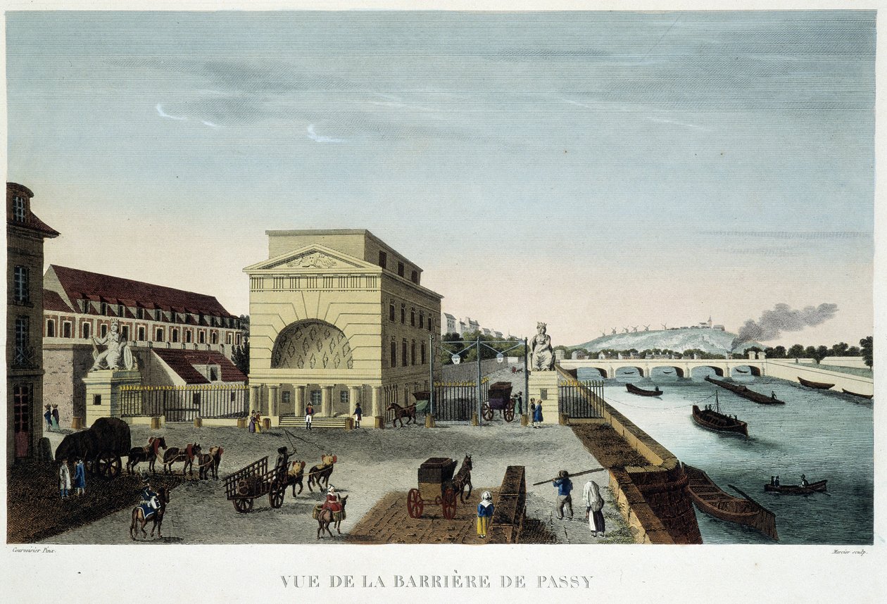 Bariera Passy, ​​około 1820 r. w „Widokach Paryża” Courvoisier autorstwa Henri Courvoisier Voisin