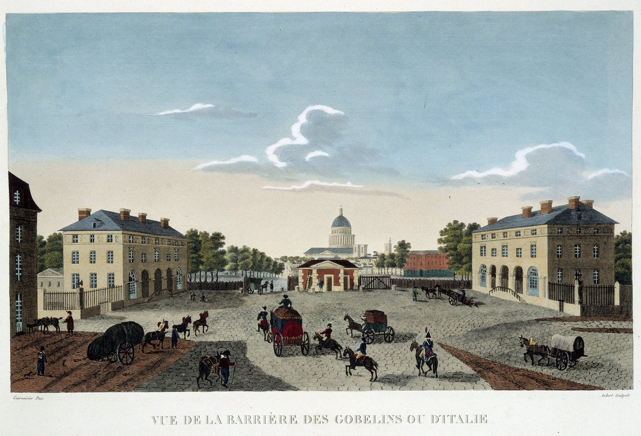 Gobeliny lub bariera włoska, około 1820 r. - w „”Widokach Paryża” Courvoisiera autorstwa Henri Courvoisier Voisin