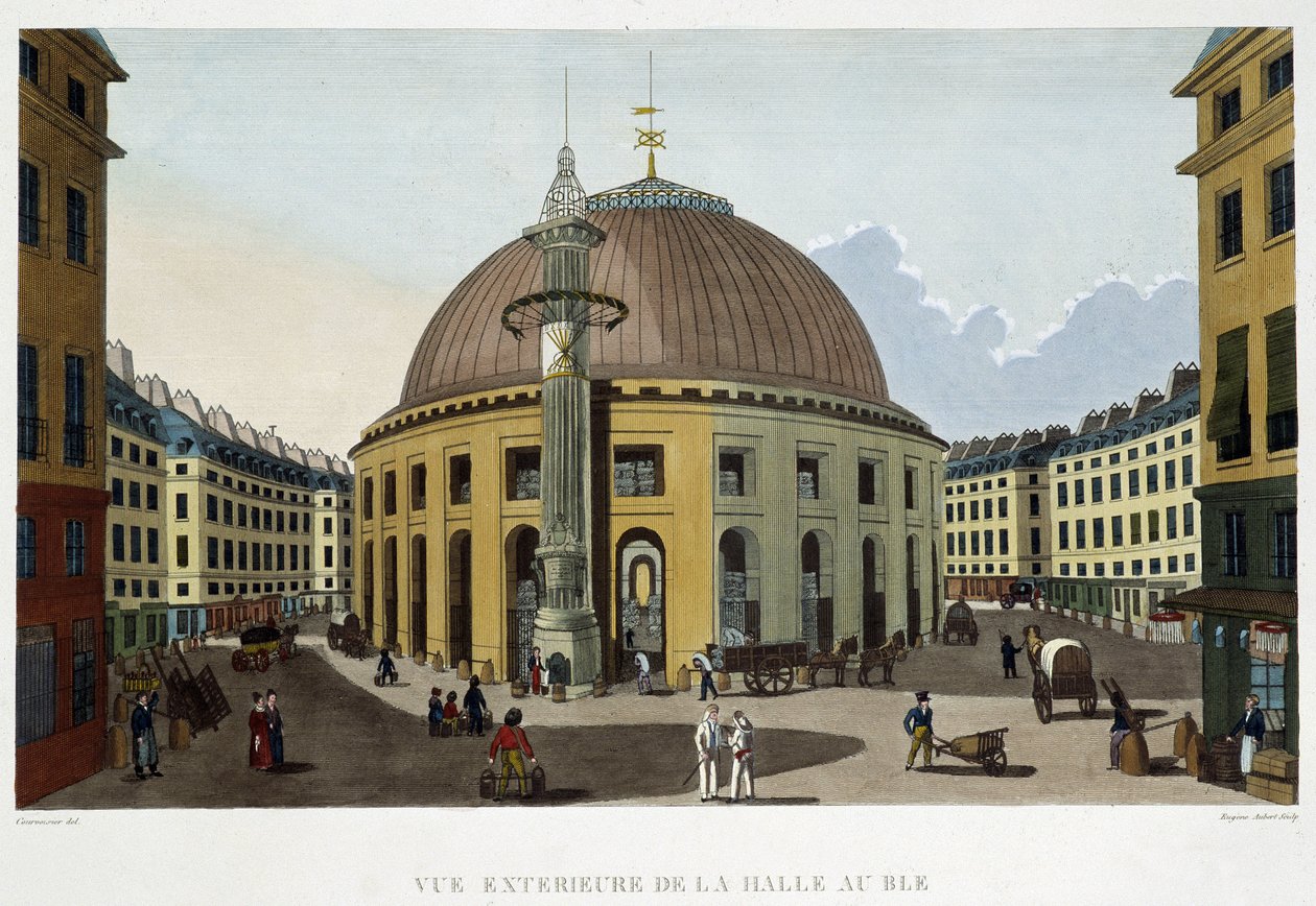 Zewnętrzna część Halle au Blé - w „Widokach Paryża” autorstwa Courvoisier autorstwa Henri Courvoisier Voisin