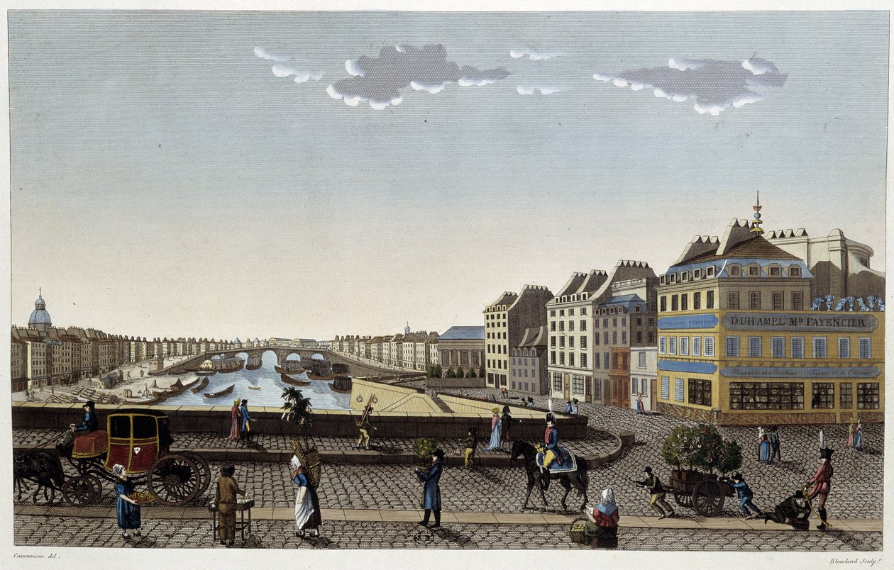 Paryż, most Notre-Dame - w „”Widokach Paryża”” Courvoisier autorstwa Henri Courvoisier Voisin
