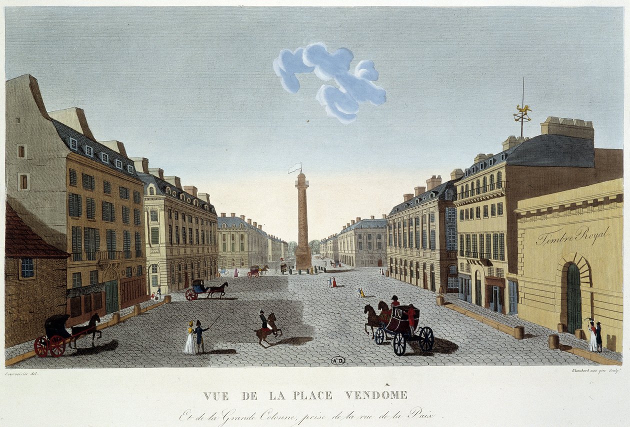 Place Vendôme, widok na Rue de la Paix - Paryż przy Courvoisier autorstwa Henri Courvoisier Voisin