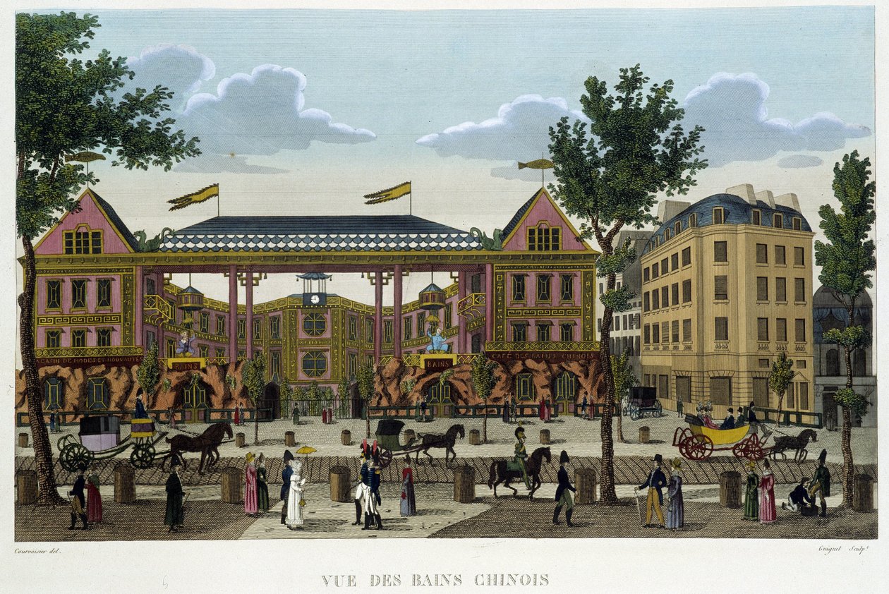 Łaźnie chińskie, około 1820 r. w „Widokach Paryża” Courvoisiera 1827 autorstwa Henri Courvoisier Voisin