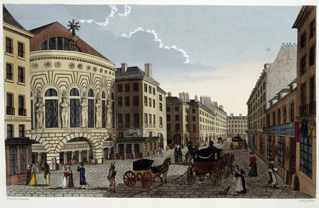 Teatr Opery Comique, ok. 1820 w „Widokach Paryża” Courvoisiera 1827 autorstwa Henri Courvoisier Voisin