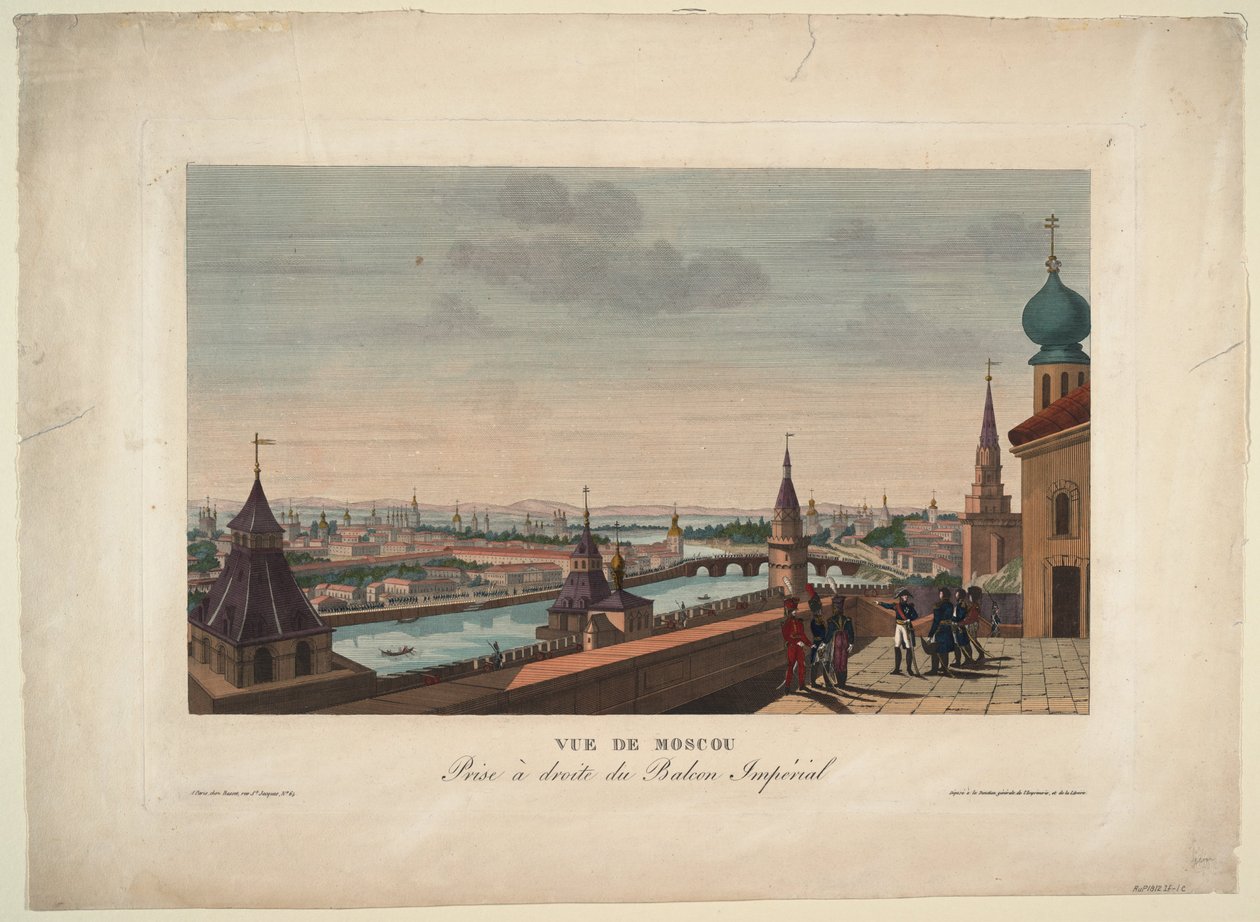 Widok Moskwy z balkonu Pałacu Cesarskiego, 1812 r. autorstwa Henri Courvoisier Voisin