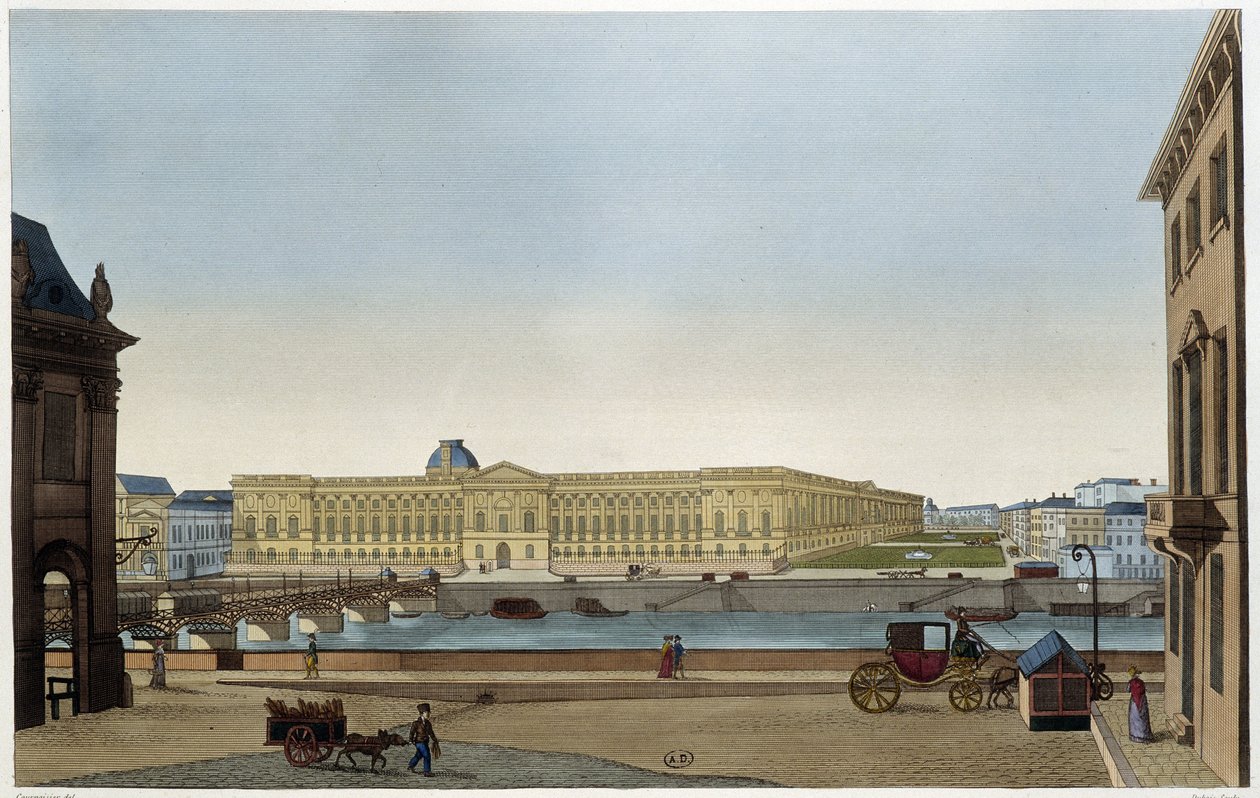 Widok na Luwr i Pont des Arts na lewym brzegu - w „Vues de Paris” autorstwa Courvoisiera autorstwa Henri Courvoisier Voisin