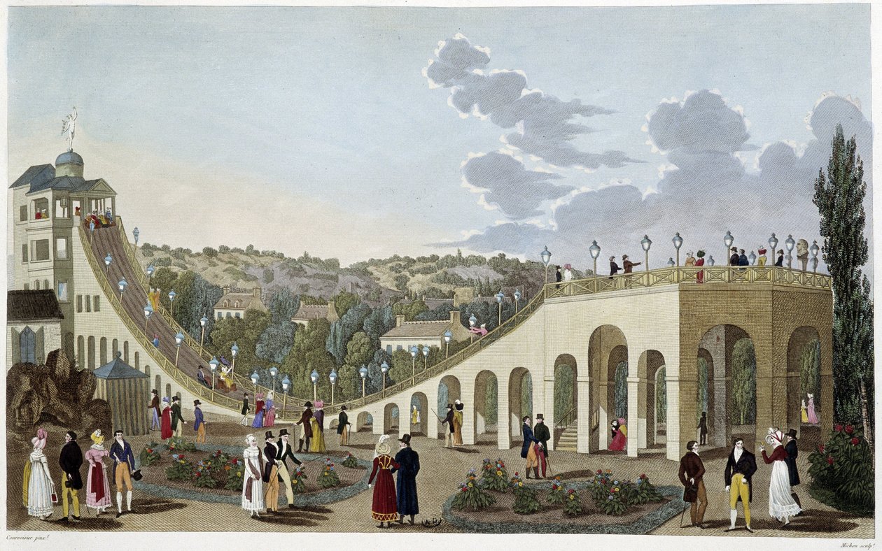 Widok na góry Belleville, około 1820 r. - w „Vues de Paris” autorstwa Courvoisiera autorstwa Henri Courvoisier Voisin