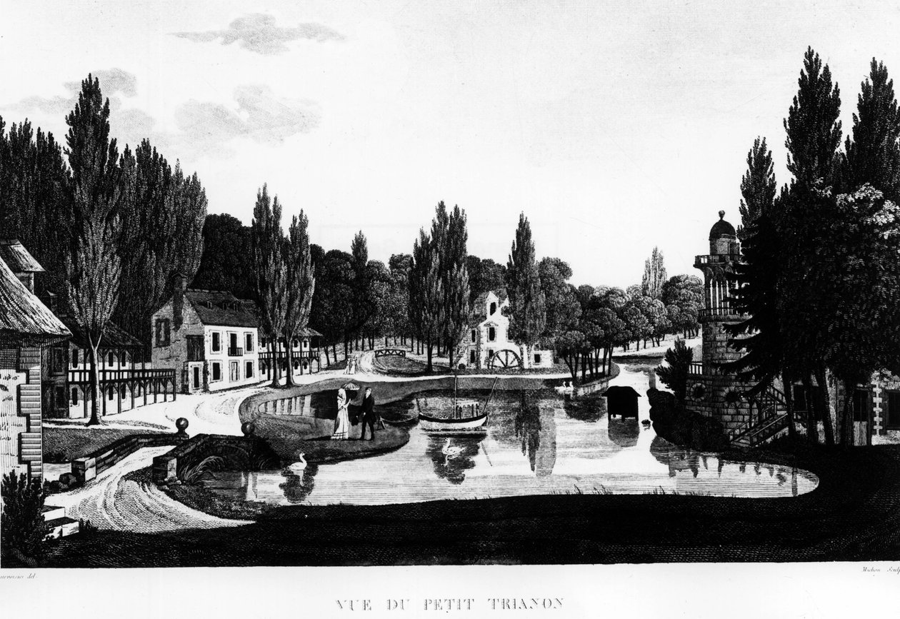 Widok na Trianon Peer w Wersalu - rysunek Courvoisier autorstwa Henri Courvoisier Voisin