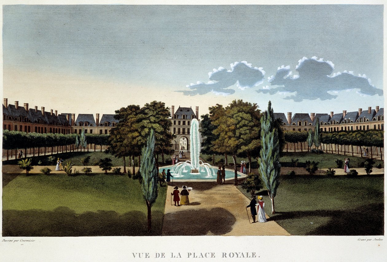 Widok na Place Royale (Place des Vosges) - Paryż przez Courvoisier autorstwa Henri Courvoisier Voisin