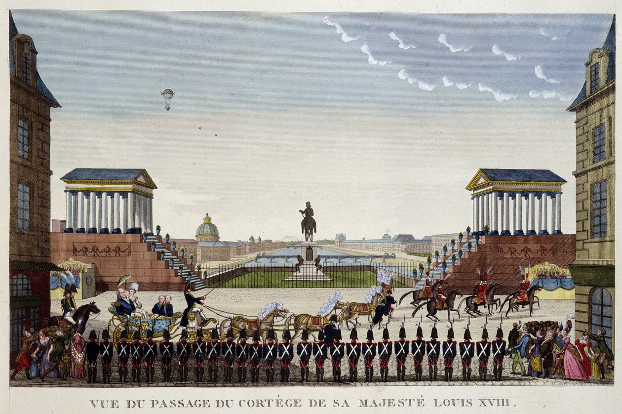 Widok przejścia orszaku jego majestatycznego Ludwika XVIII w dniu 3 maja autorstwa Henri Courvoisier Voisin