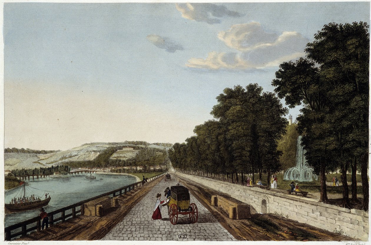 Widok na taras w Parc St Cloud - w "Vues de Paris" Courvoisier. autorstwa Henri Courvoisier Voisin