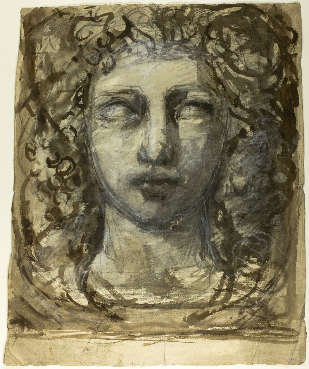 Studium kobiecej głowy (recto); Klasyczna męska głowa (verso) autorstwa Henri Cros