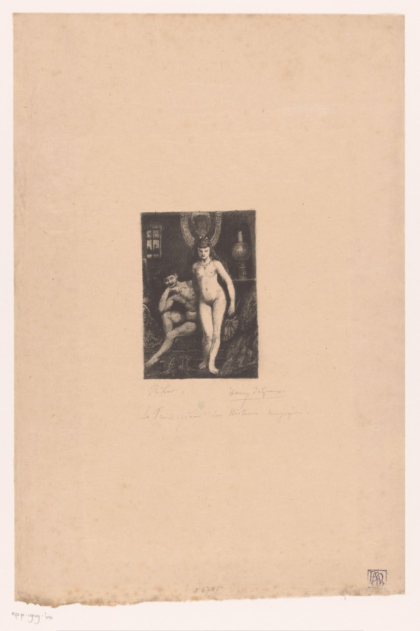 Stojąca naga kobieta i siedzący nagi mężczyzna autorstwa Henri De Groux (signed by artist)