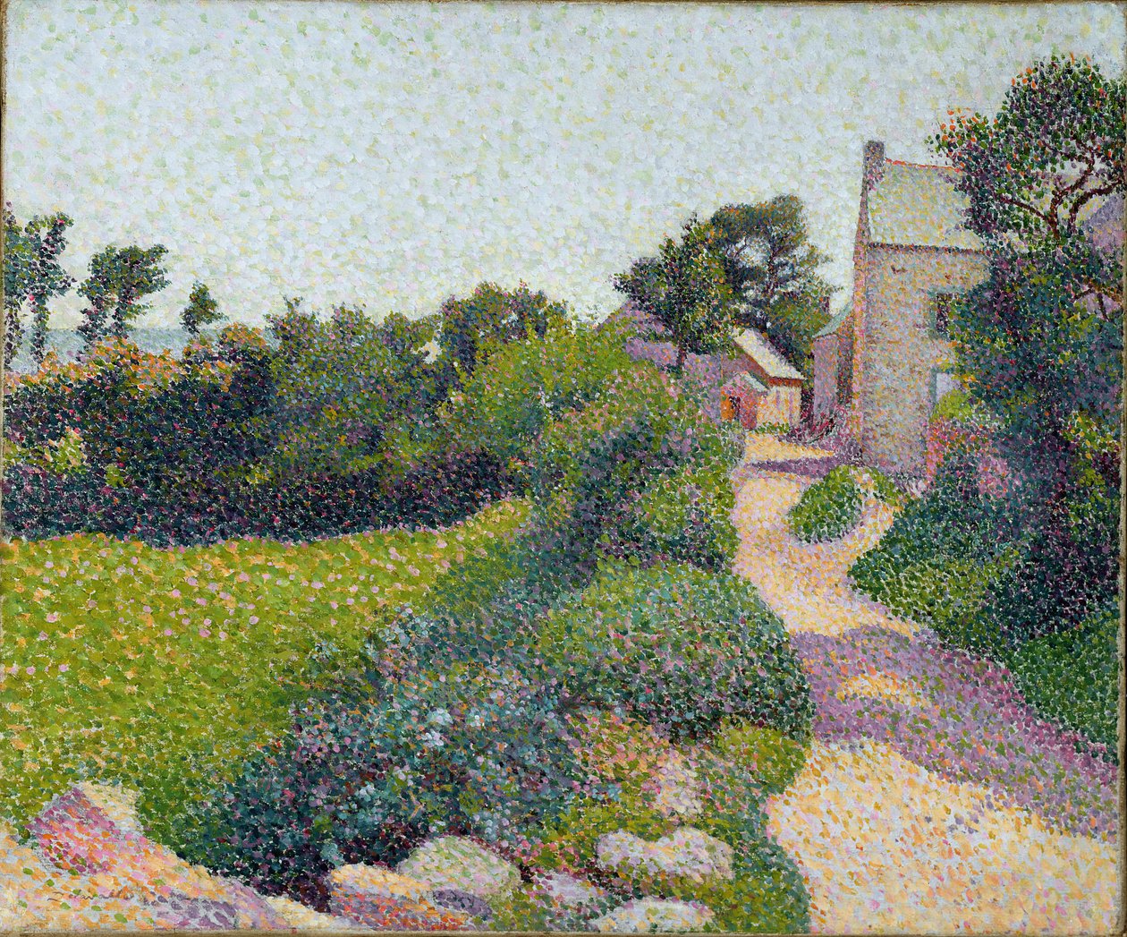 Droga w słońcu, ok. 1887 r. (olej na płótnie) autorstwa Henri Delavallee