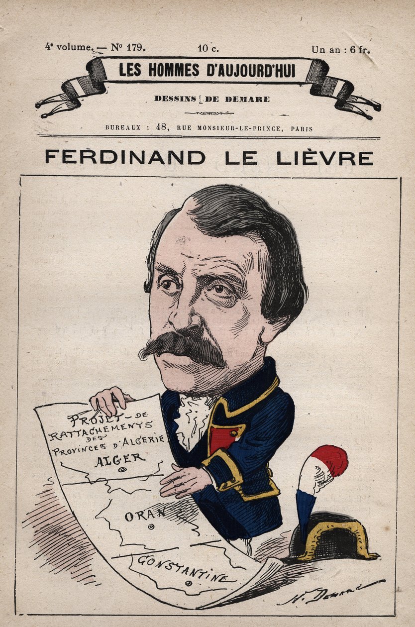 Karykatura Ferdynanda Le Lievre (Lelievre) (1799-1886) Angielski senator w Algierii z 