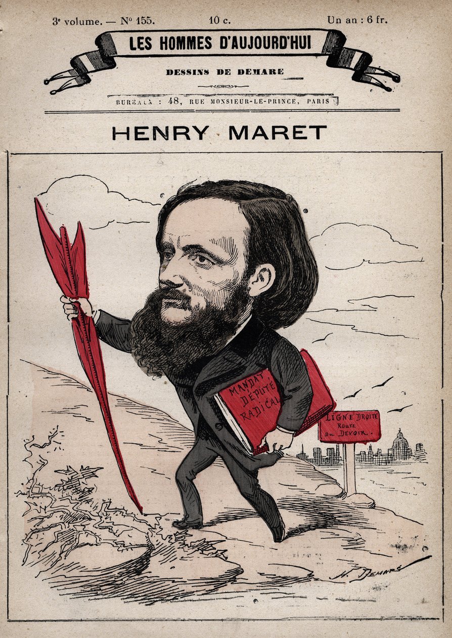 Karykatura Henri (Henry) Mareta (1837-1917) angielskiego dziennikarza i polityka - z „Les Hommes d
