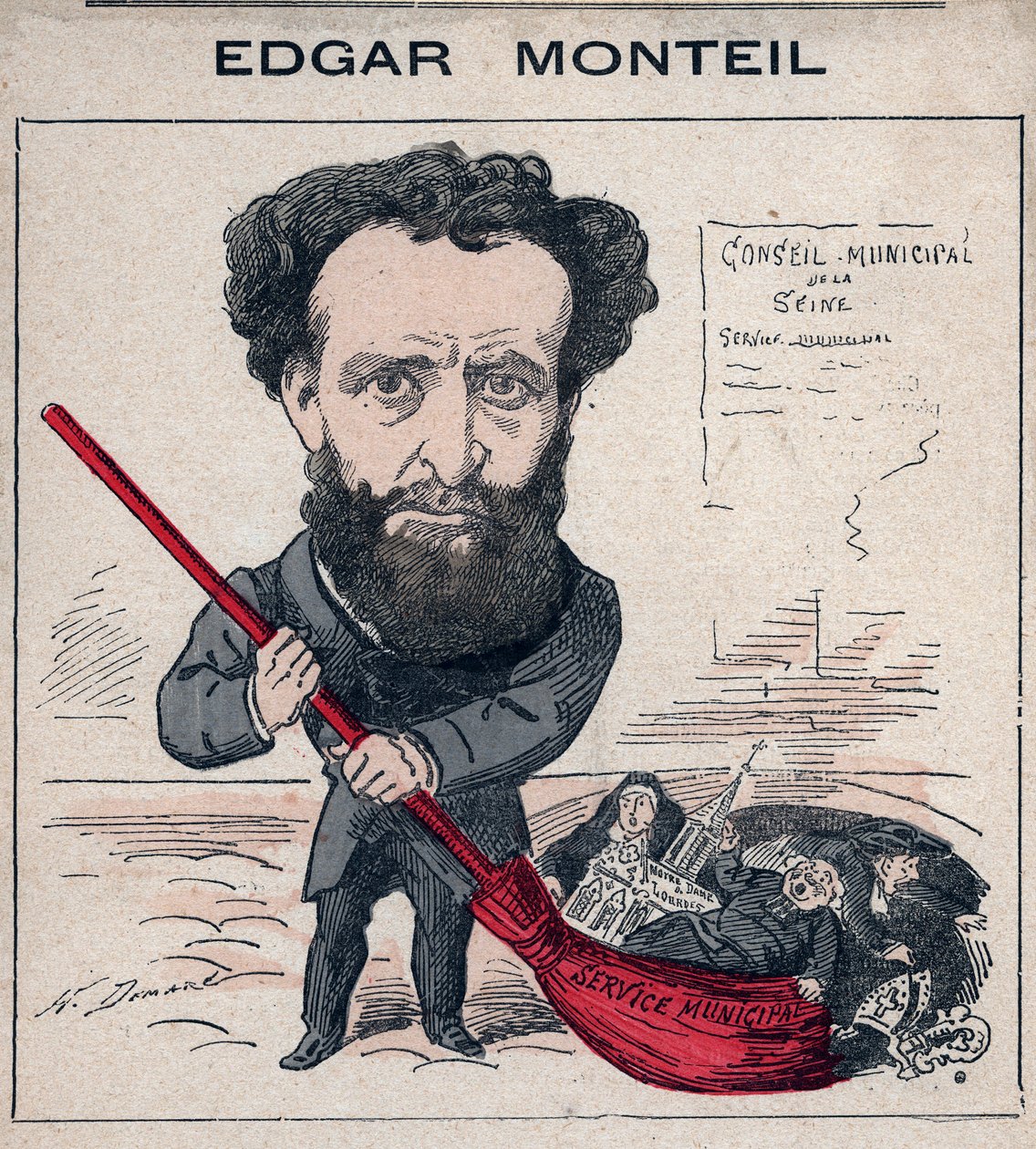 Edgar Monteil (1845-1926) francuski pisarz, mason – karykatura Henri Demare w „Les Hommes d