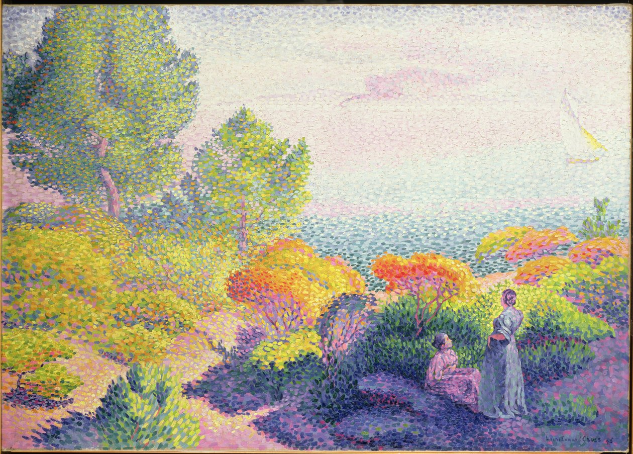 Krajobraz z dwiema kobietami, 1895 autorstwa Henri Edmond Cross
