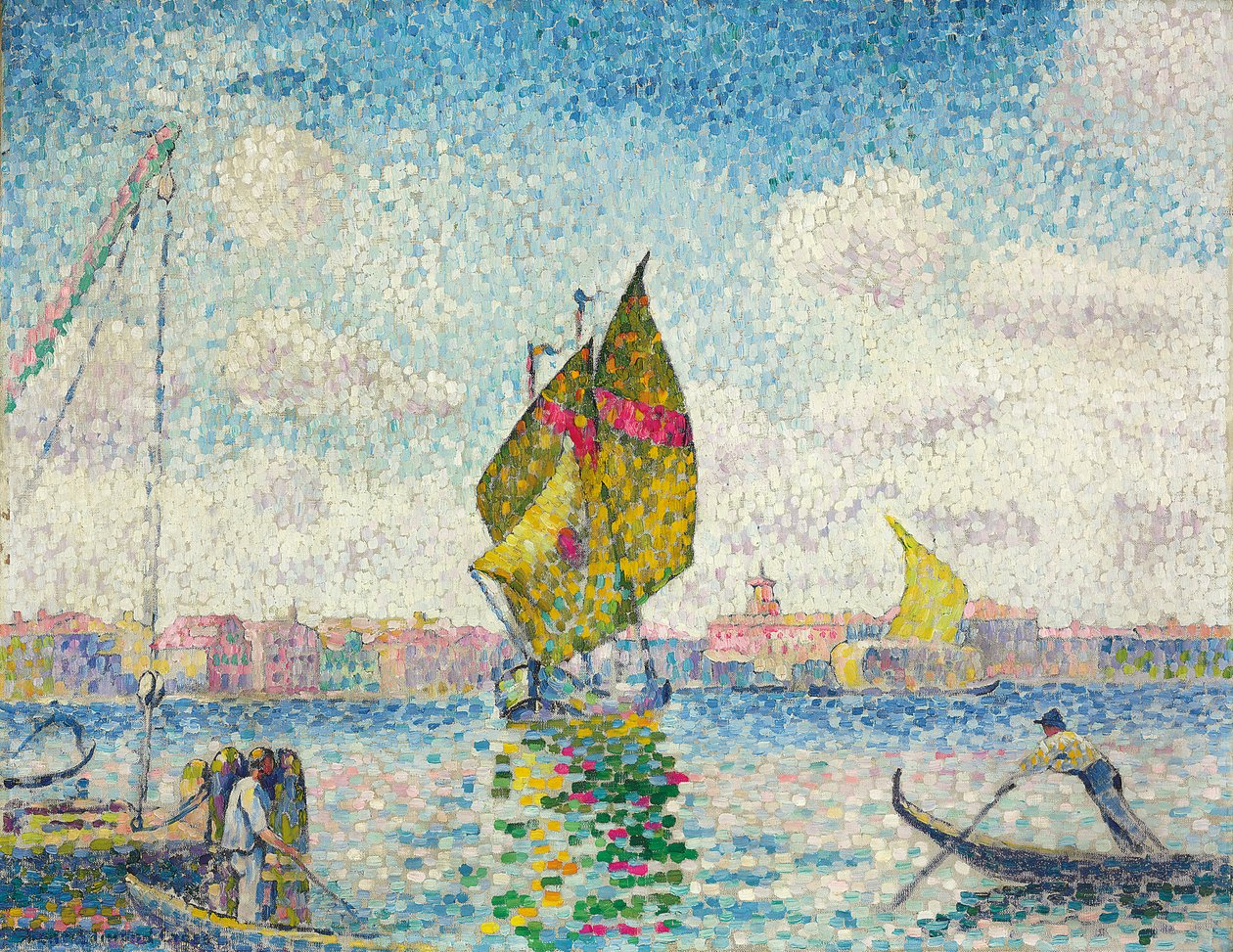 Żaglówki na Giudecca lub Wenecji, Marine; Żaglówki na Giudecce lub Wenecji, Marine, 1903-1905 autorstwa Henri Edmond Cross