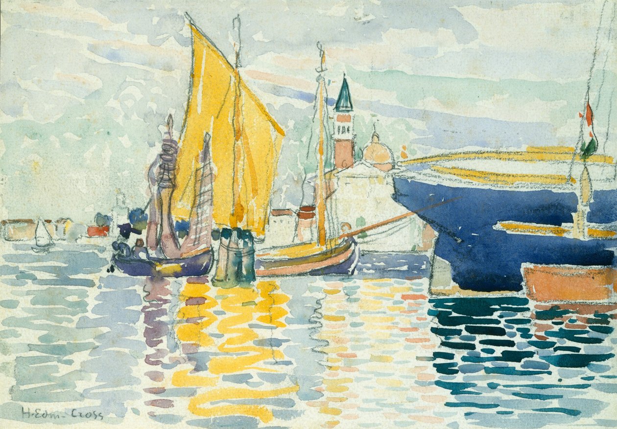 Wenecja-The Giudecca, 1903 (wc, grafit i węgiel na grubym, białym papierze tkanym) autorstwa Henri Edmond Cross