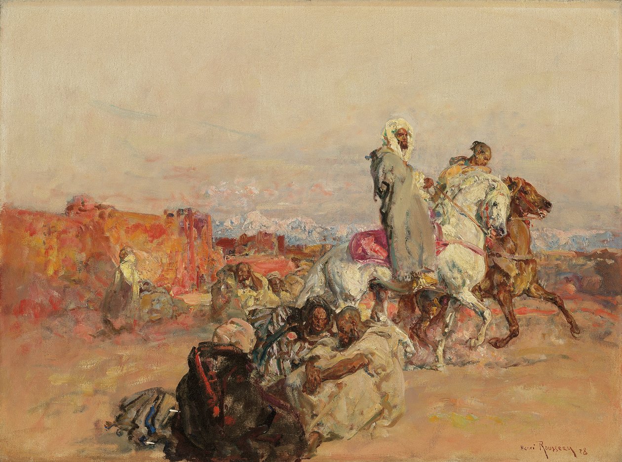 Grupa jeźdźców północnoafrykańskich autorstwa Henri Emilien Rousseau
