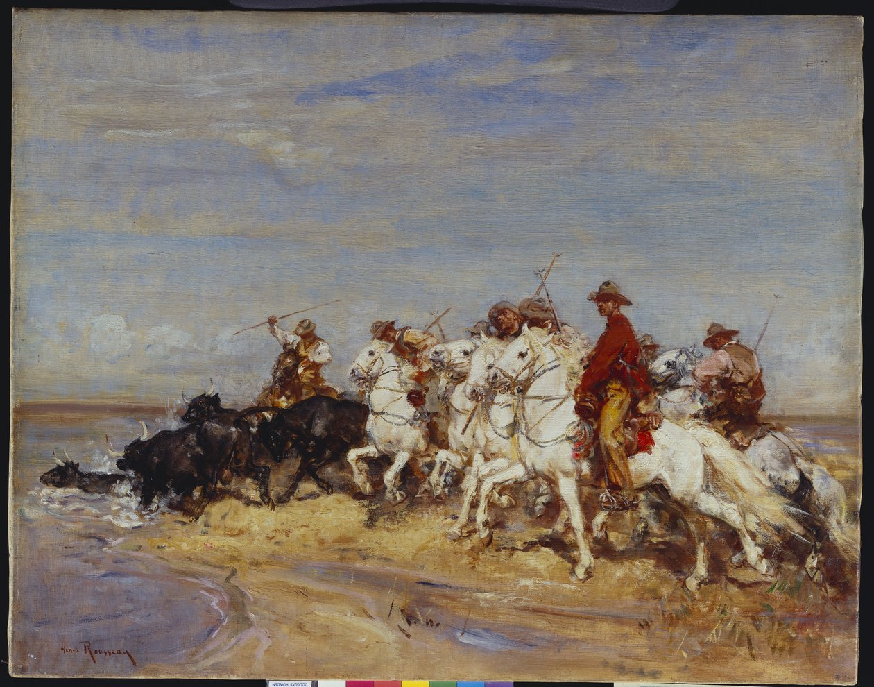 Zaokrąglanie bydła (olej na płótnie) autorstwa Henri Emilien Rousseau