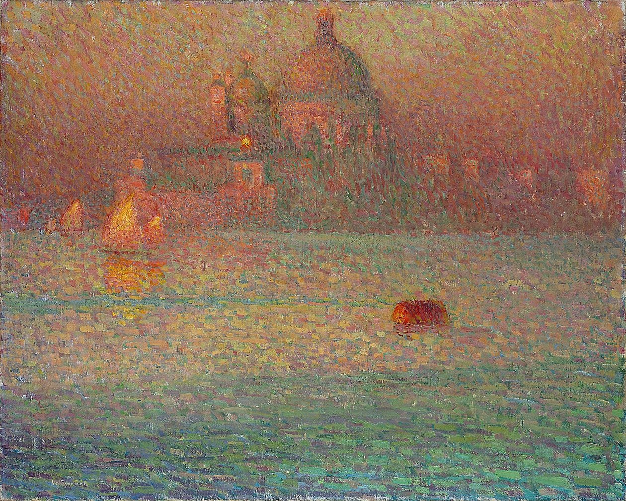 Fajerwerki - Zimowy poranek w Wenecji - Obraz Henri Le Sidanera (1862-1939), Olej na płótnie autorstwa Henri Eugene Augustin Le Sidaner
