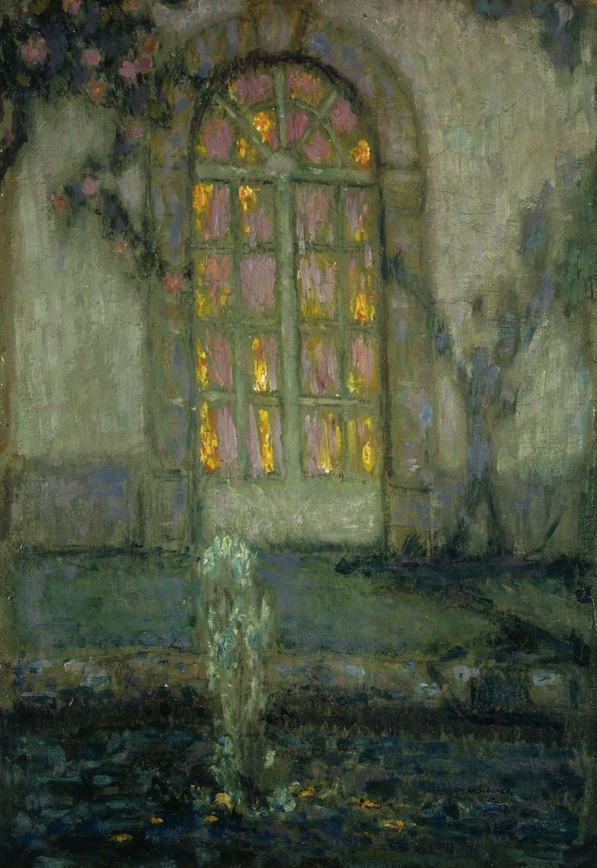 Szklane drzwi do ogrodu; Szklane drzwi do ogrodu autorstwa Henri Eugene Augustin Le Sidaner