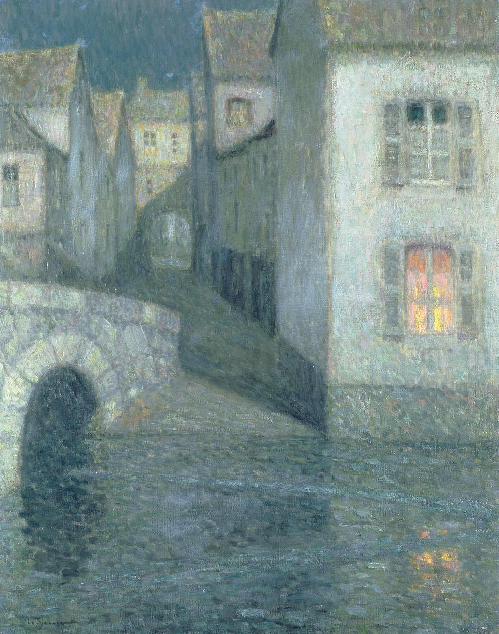 Domy nad rzeką, Chartres, 1929 autorstwa Henri Eugene Augustin Le Sidaner