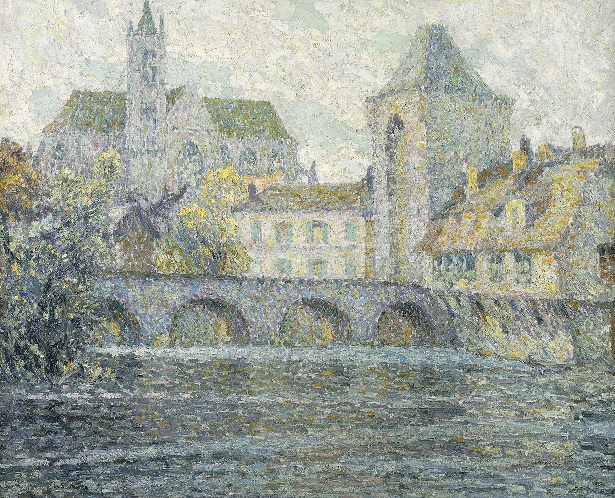 Moret Krajobraz, Most; Paysage Moret, Le Pont autorstwa Henri Eugene Augustin Le Sidaner