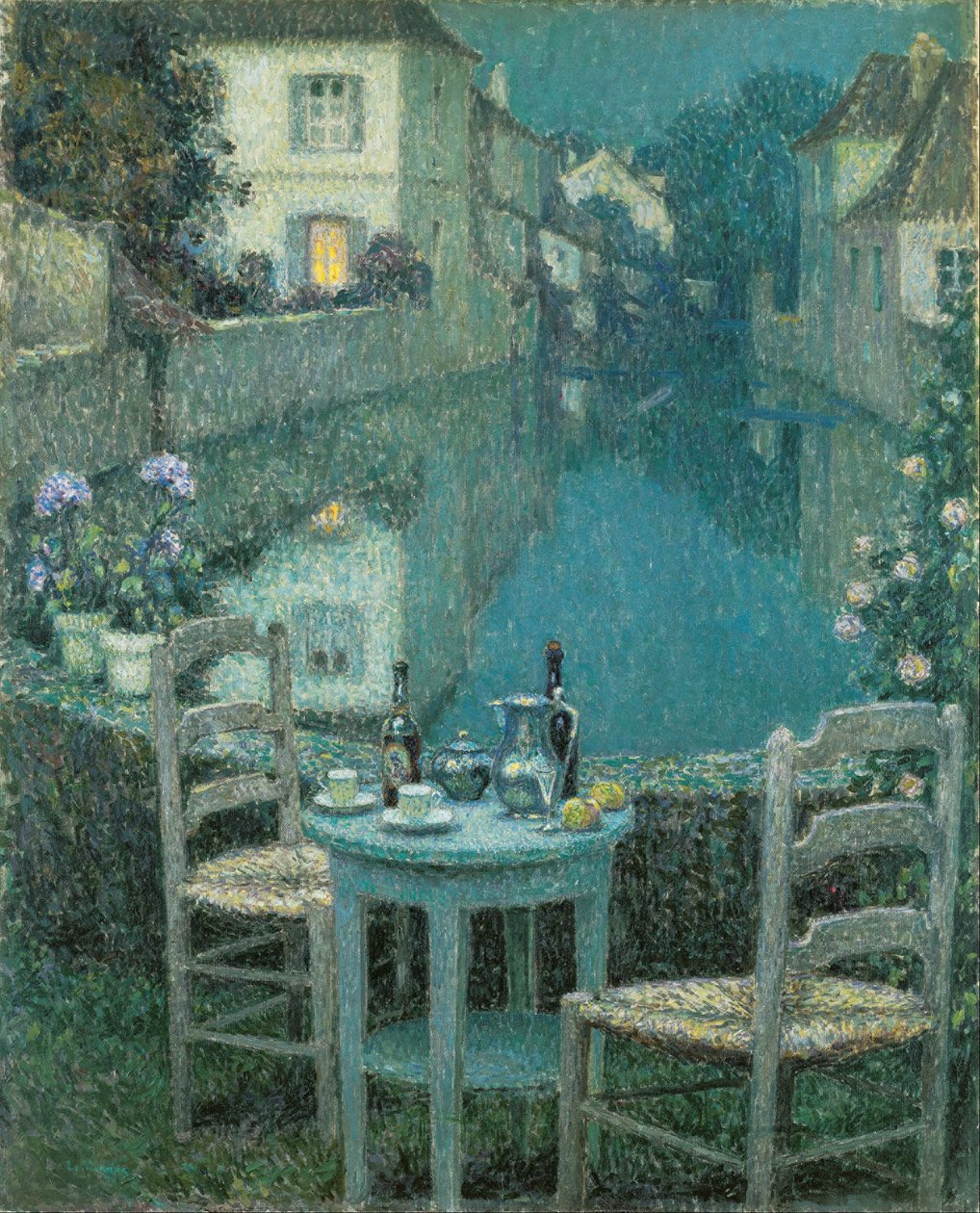 Mały Stolik o Wieczornym Zmierzchu autorstwa Henri Eugene Augustin Le Sidaner