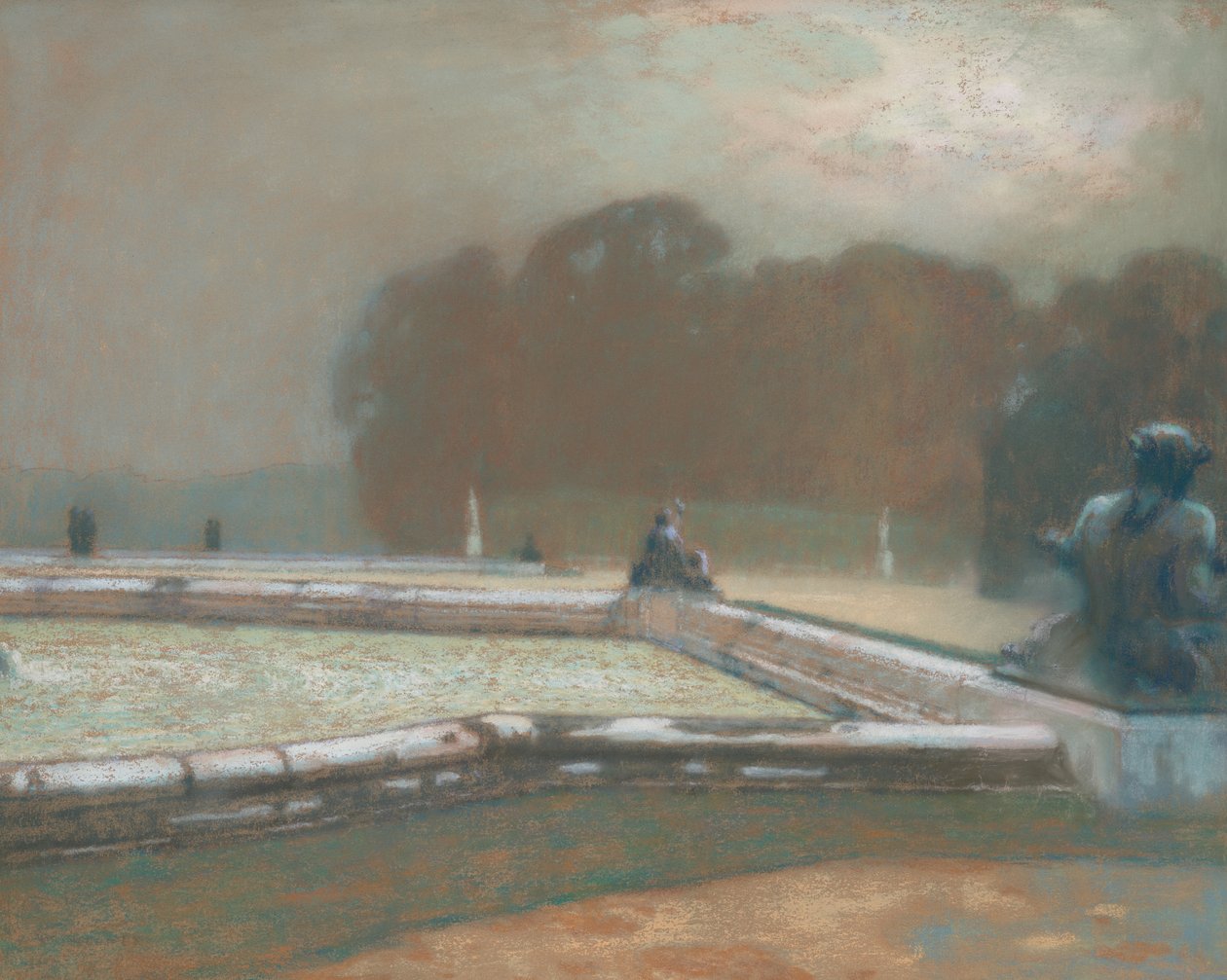 Posągi, Ogród w Wersalu, 1900 autorstwa Henri Eugene Augustin Le Sidaner