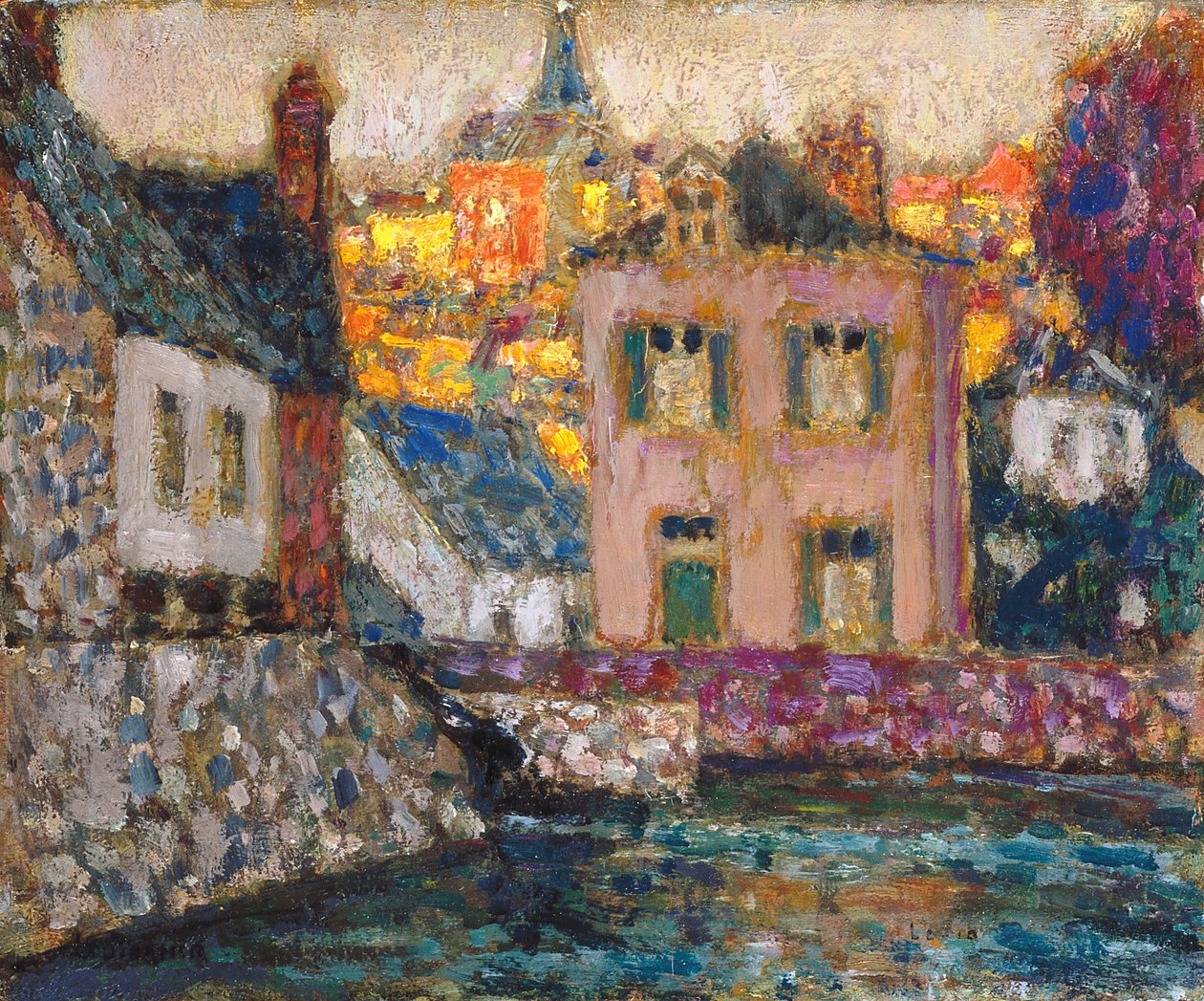 Badanie Domy Na Rzece W Fougères autorstwa Henri Eugene Augustin Le Sidaner